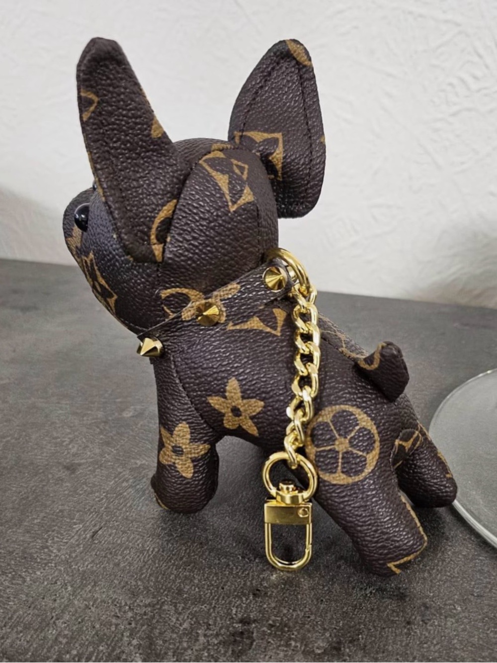 Brown Monogram Bull Dog Keychain/Bag Charm - Picture 3 of 3